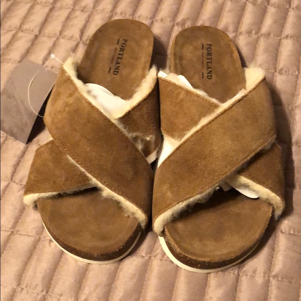 Portland Fuzzy slip on shoes